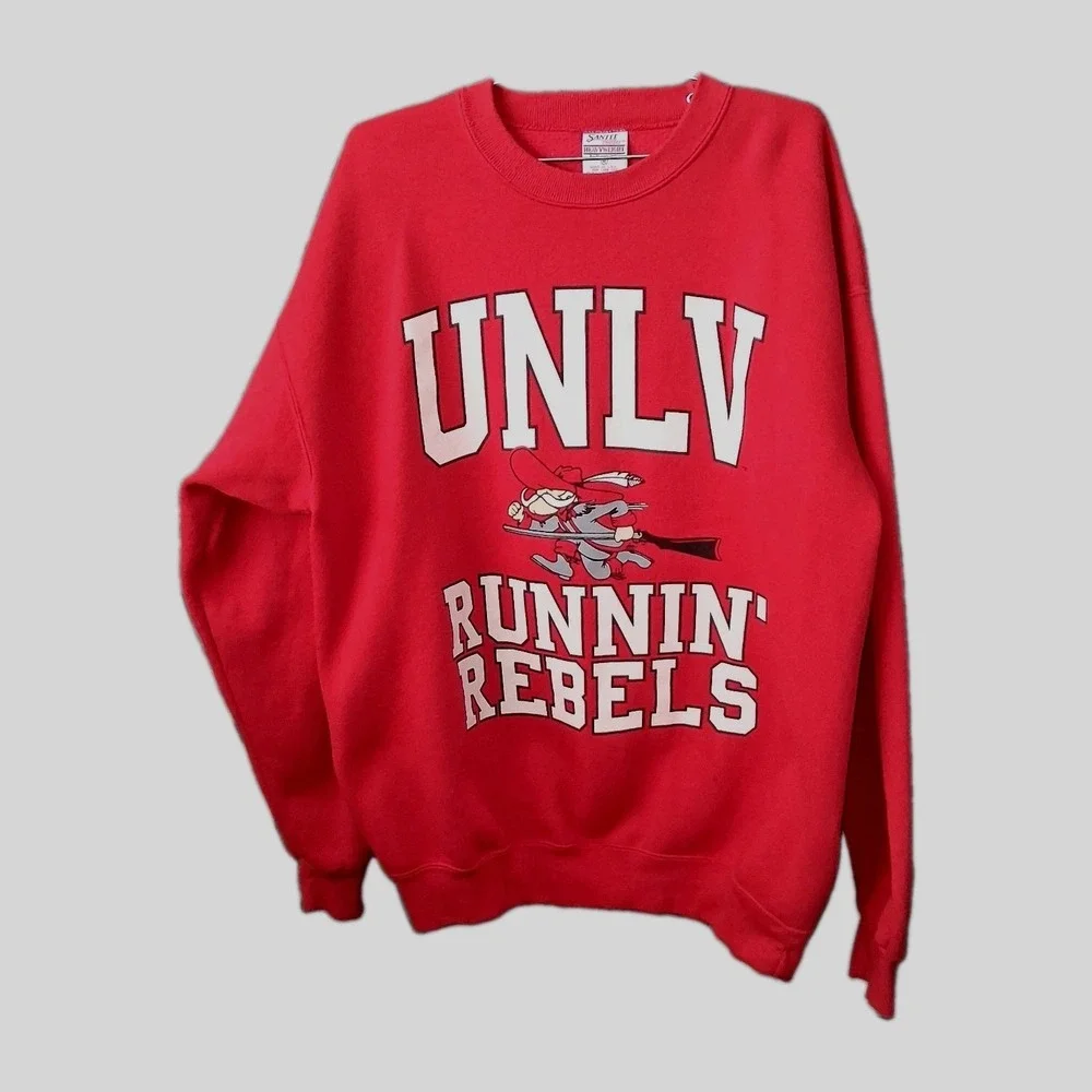 Vtg UNLV Runnin Rebels Crewneck Sweatshirt Size XL 90s Santee Spell Out Made USA